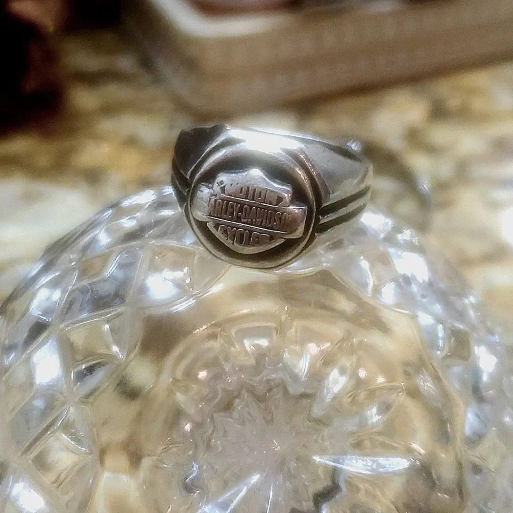 Harley Davidson VINTAGE HEAVY Men's Sterling Silver Ring .925 SOLID